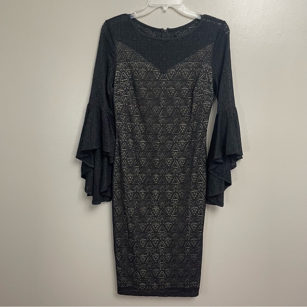 NWT VFSHOW Womens size Medium black Formal Party Dress bell sleeve whimsigoth